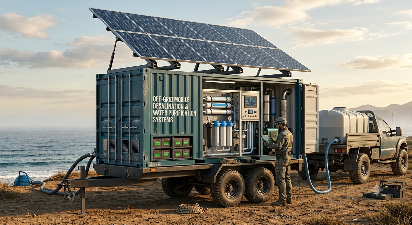 Solar Powered Mobile Water Desalination Unit Container